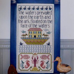 Beneath The Waters Noah cross stitch Barrick Samplers lobster seahorse turtle